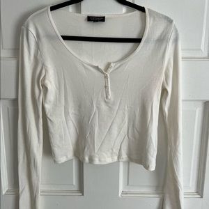 Topshop White Long Sleeve Top Size 8